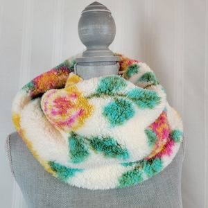 Jenni Sherpa Twisted Cowl Neck Warmer Scarf, Rose and Ivory, NWT